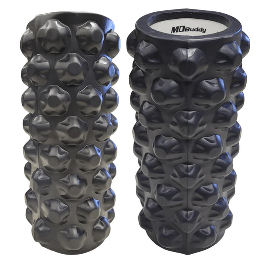 MD Buddy Yoga Bumpy Foam Roller - 1 FT(Black, Hollow)